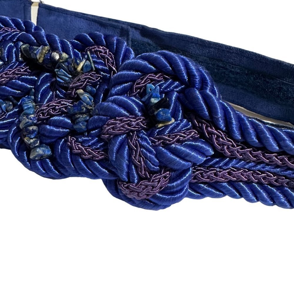 Vintage Bellissimo Royal Blue Braided Stone Women’s Belt - Picture 6 of 11